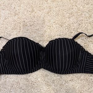 Victoria’s Secret Demi cup push up  pinstripe 34D black white strapless